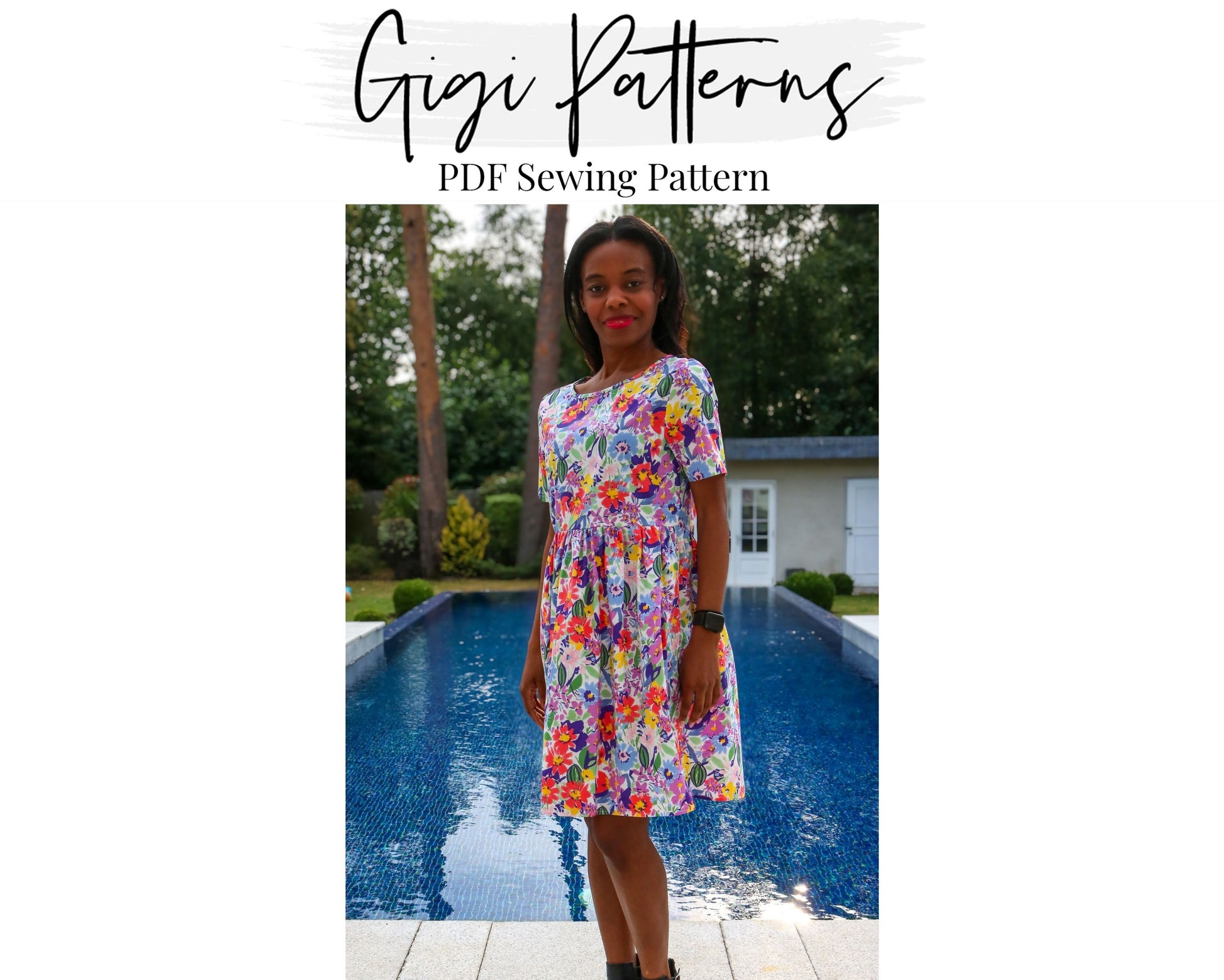 easy sewing pattern,beginner pattern,beginner sewing,pdf sewing pattern,dress patron,girl dress pattern,gathered dress,smock dress pattern,short sleeve pattern,cute dress pattern,woman top pattern,blouse pattern,smock dress