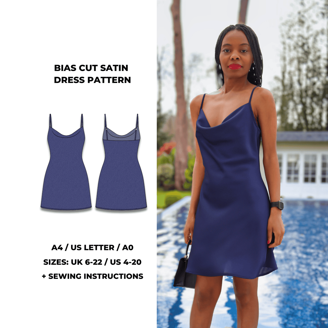 Silk Cowl Slip Dress PDF Sewing Pattern | UK 622 GigiZanti Silk Cowl Slip Dress PDF Sewing Pattern | UK 622 GigiZanti
