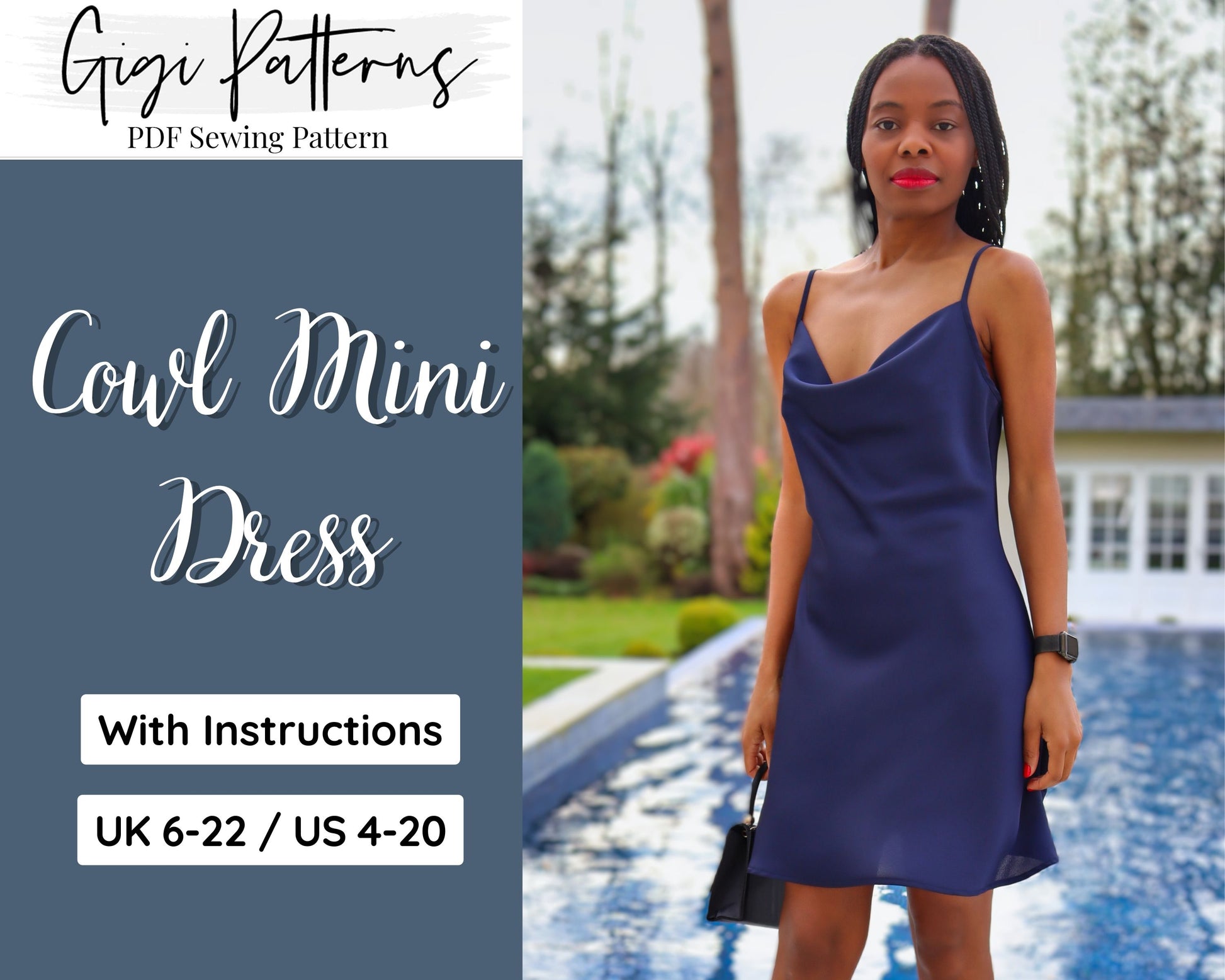 easy sewing pattern,beginner pattern,beginner sewing,pdf sewing pattern,digital sewing,modern sewing,dress patron,slip dress pattern,Dress sewing pattern,cowl neck pattern,sexy dress pattern,women dress pattern,girl dress pattern, gigipatterns