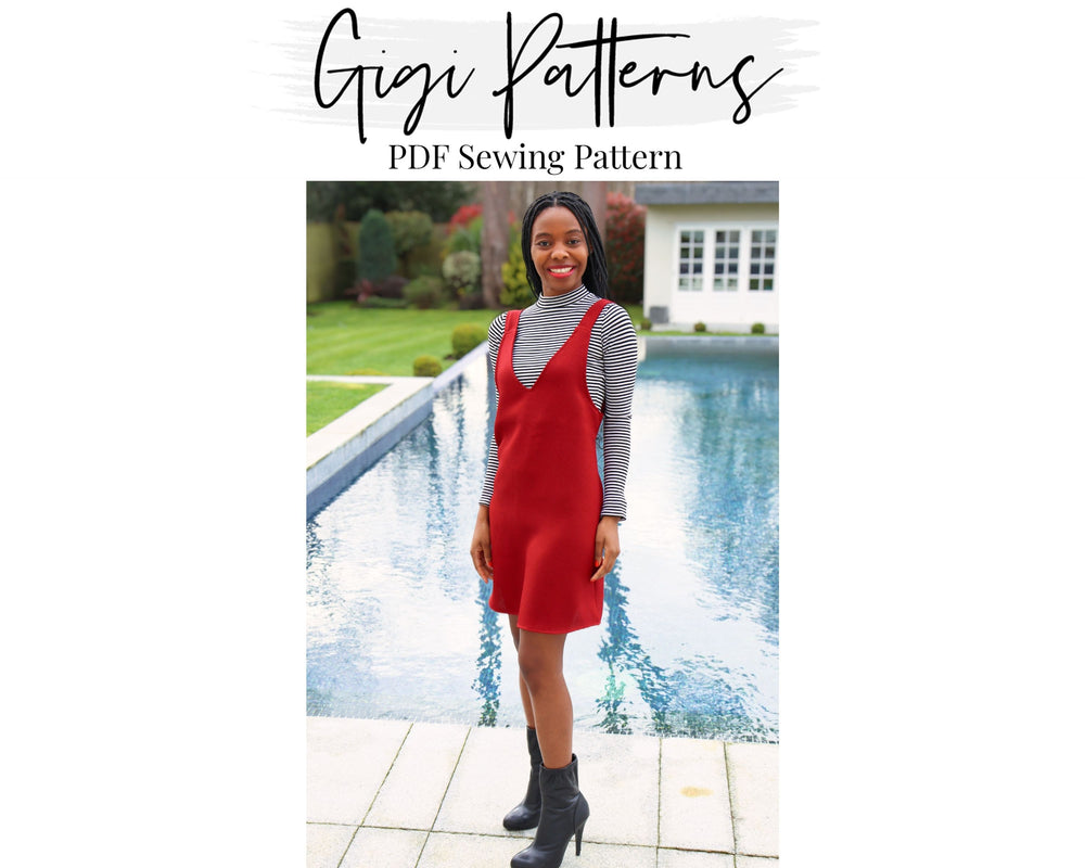 V-Neck Pinafore Dress PDF Sewing Pattern