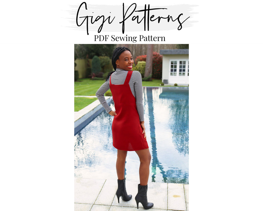 pinafore dress sewing pattern V-Neck Pinafore Dress PDF Sewing Pattern