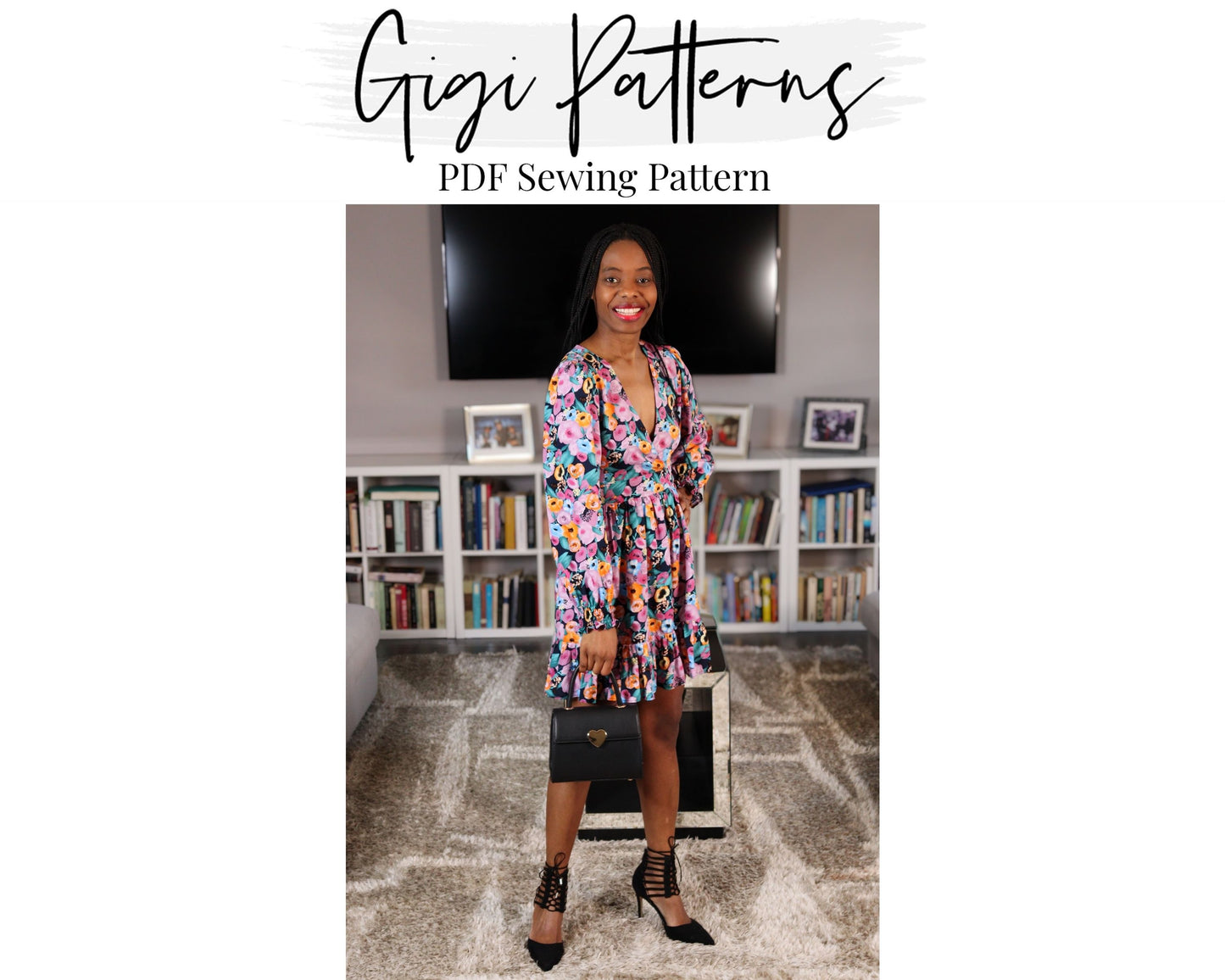 Deep V Neck Dress Pdf Sewing Pattern