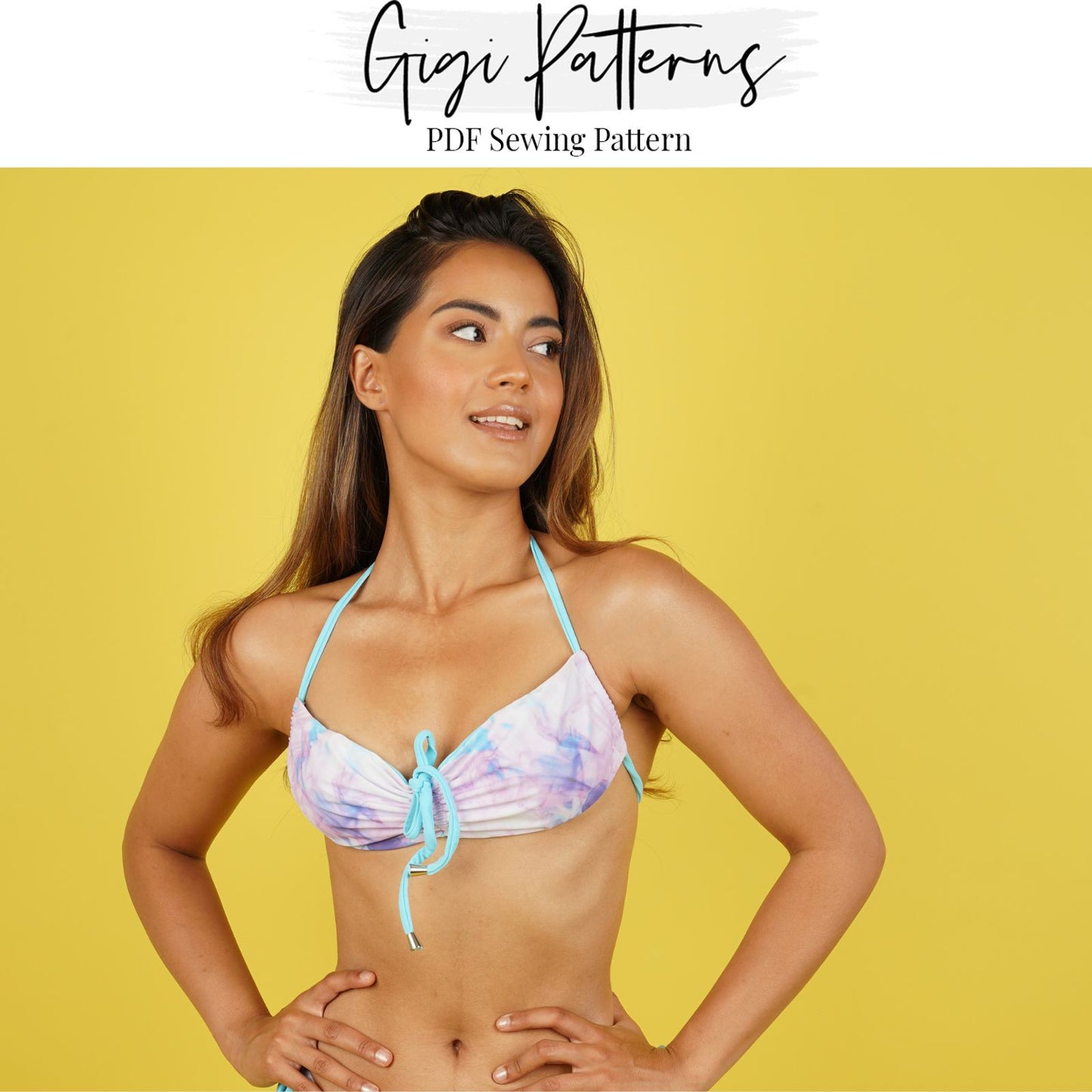PDF Swimsuit Pattern Drawstring Bandeau Bikini Top Pattern XS-5XL