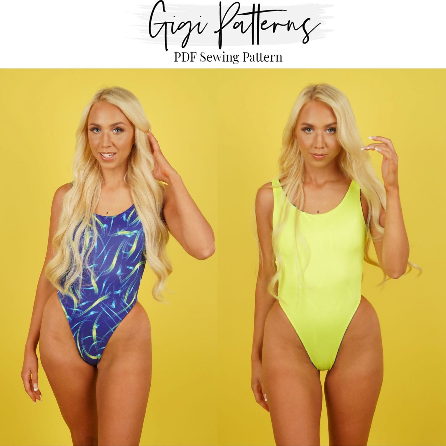 PDF Swimsuit Pattern Super High Cut One Piece Swimsuit XS-5XL