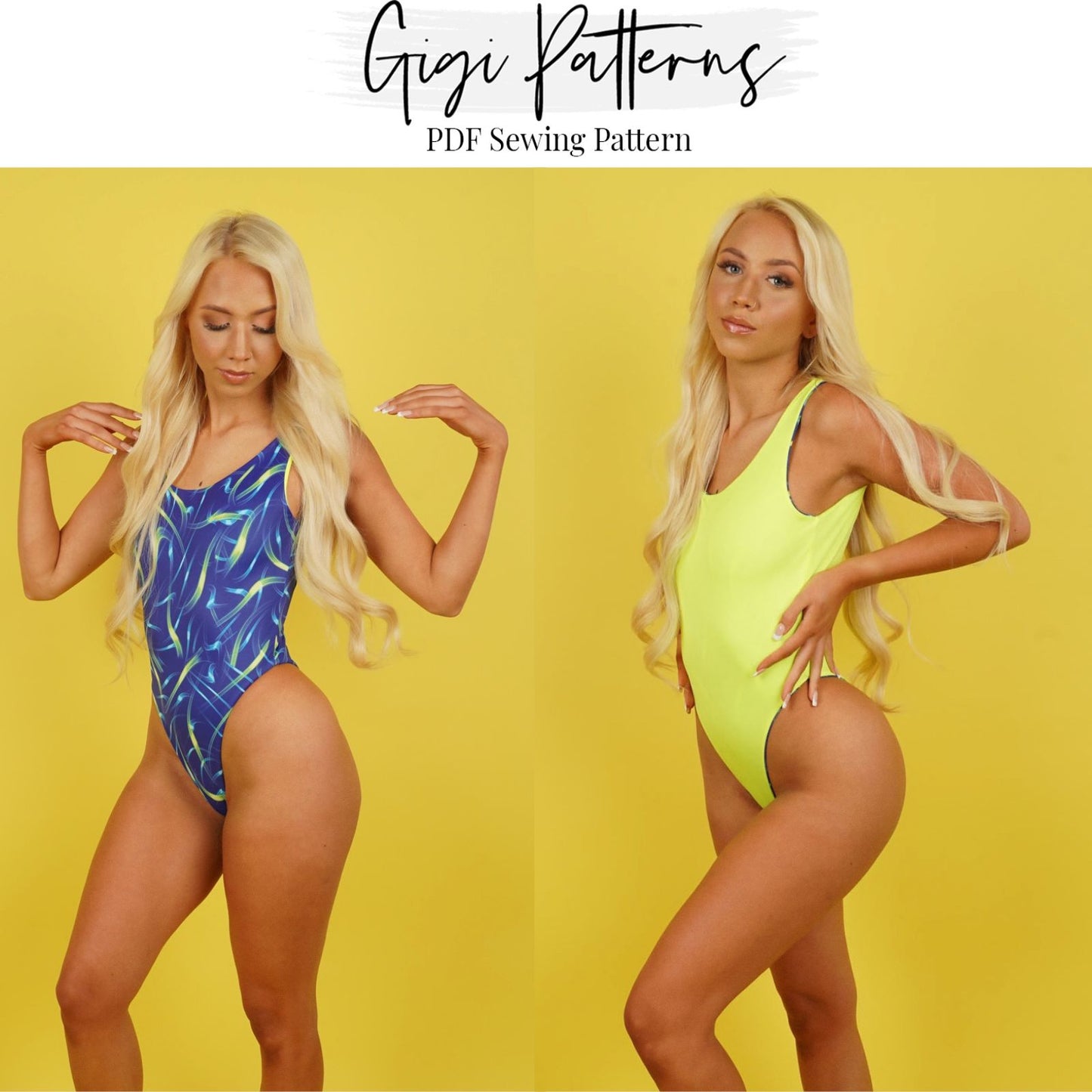 PDF Swimsuit Pattern Super High Cut One Piece Swimsuit XS-5XL