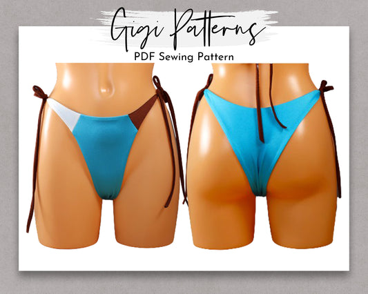 Patrón de traje de baño PDF Braguita de bikini con tiras color block OLIVIA 