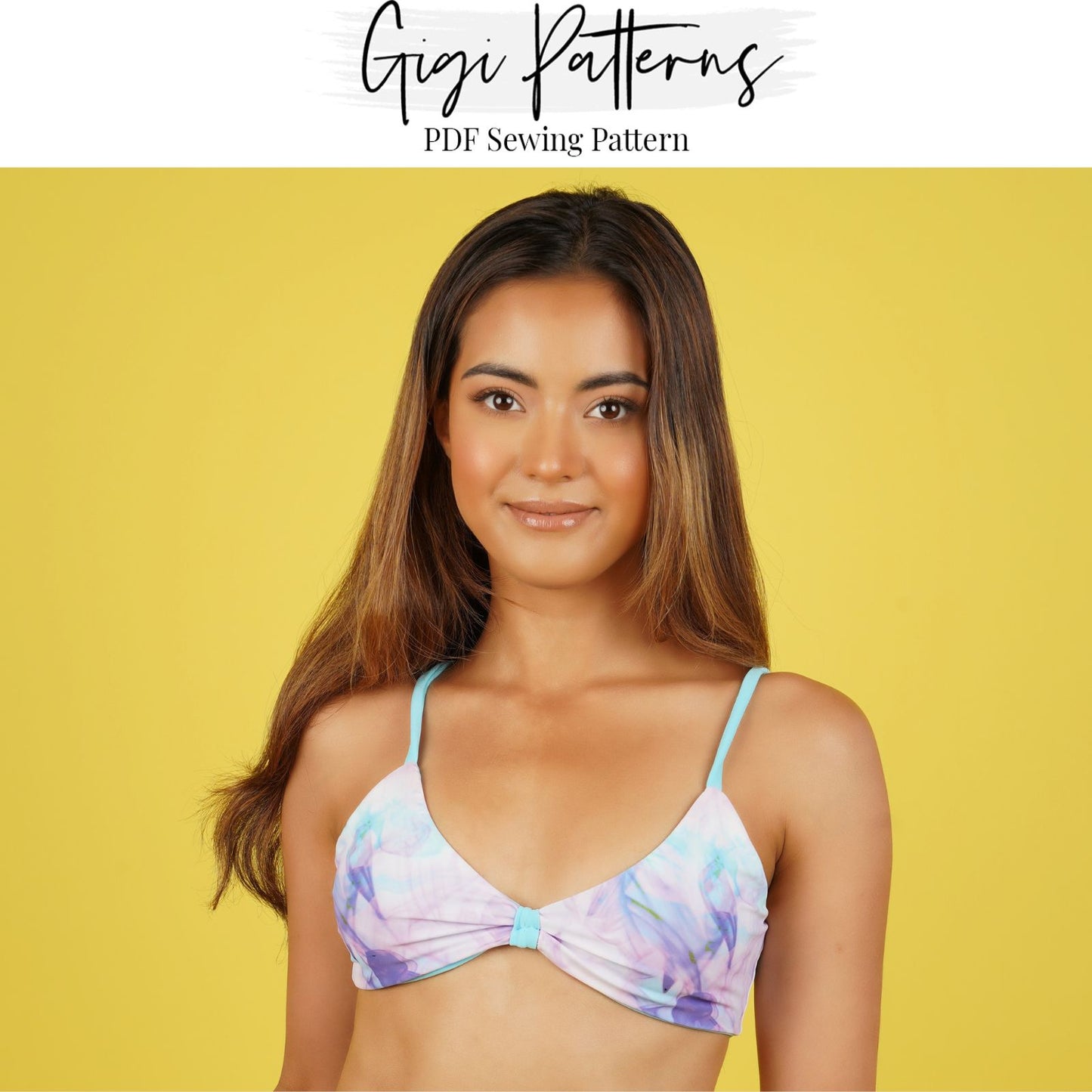 PDF Swimsuit Pattern Knot Front Bikini Top XS-5XL
