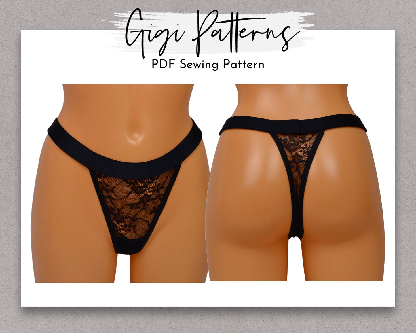 Lingerie Pattern, Sewing Patterns, Brazilian Style Lace Thong PDF Pattern, Lingerie Sewing Pattern, Women's PDF Lingerie Pattern