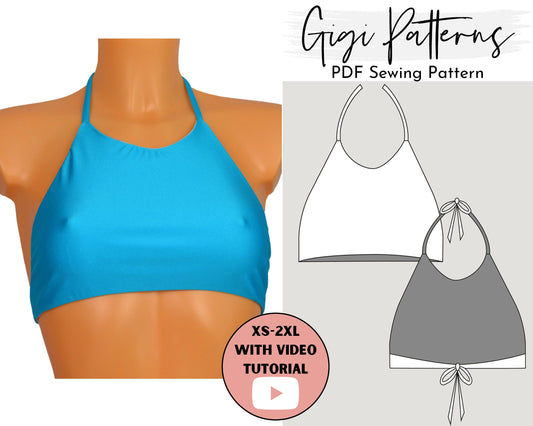 Swimsuit Pattern, Halter Bikini Top Sewing Patterns