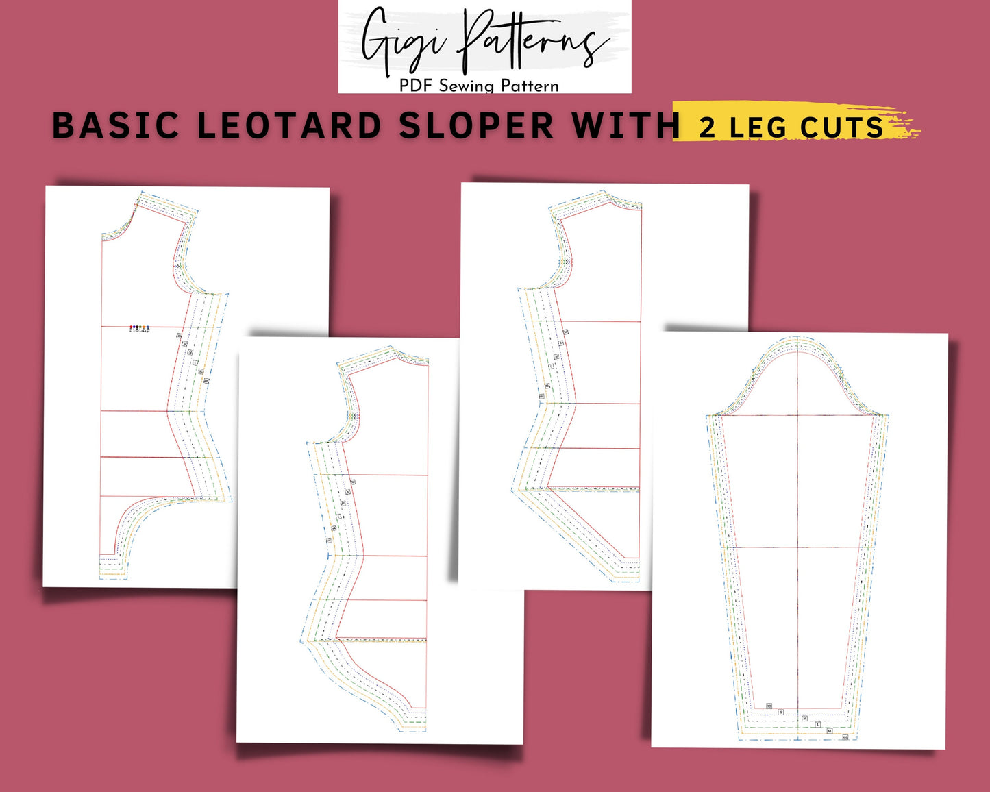 Women's Basic Leotard Sloper Pattern Block // Fashion designer, swimwear basic sloper, sloper pattern pdf, leotard pattern pdf, pole dance