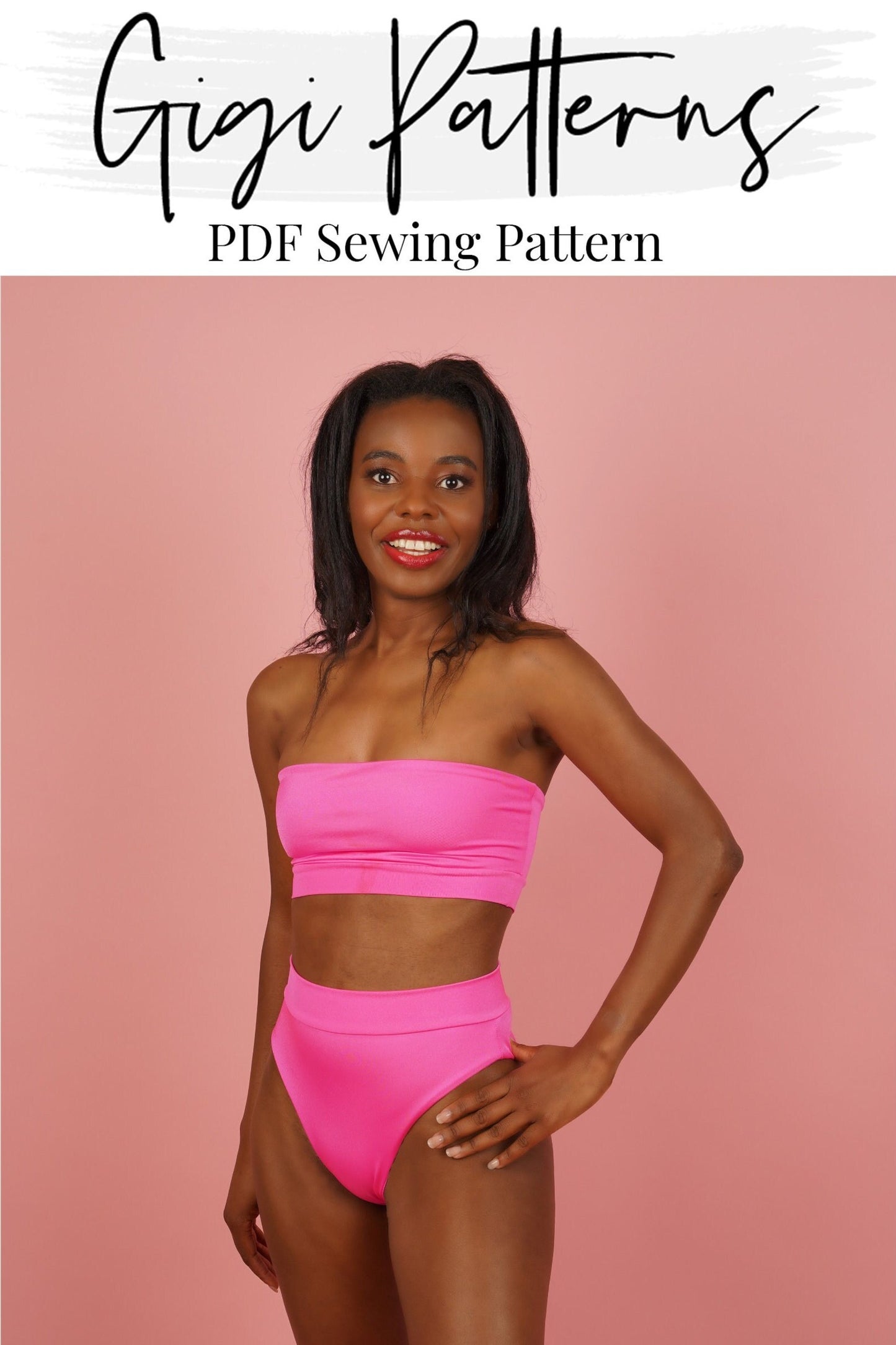 Swimsuit Pattern Pdf | Women's Bandeau Bikini Top | High Waisted High Cut Bikini Bottom | Diy Bikini, Pdf Bikini Pattern, Swimwear Pattern