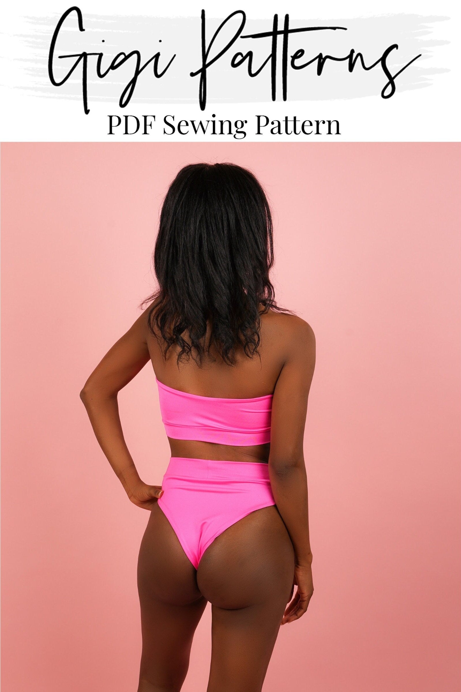 Swimsuit Pattern Pdf | Women's Bandeau Bikini Top | High Waisted High Cut Bikini Bottom | Diy Bikini, Pdf Bikini Pattern, Swimwear Pattern