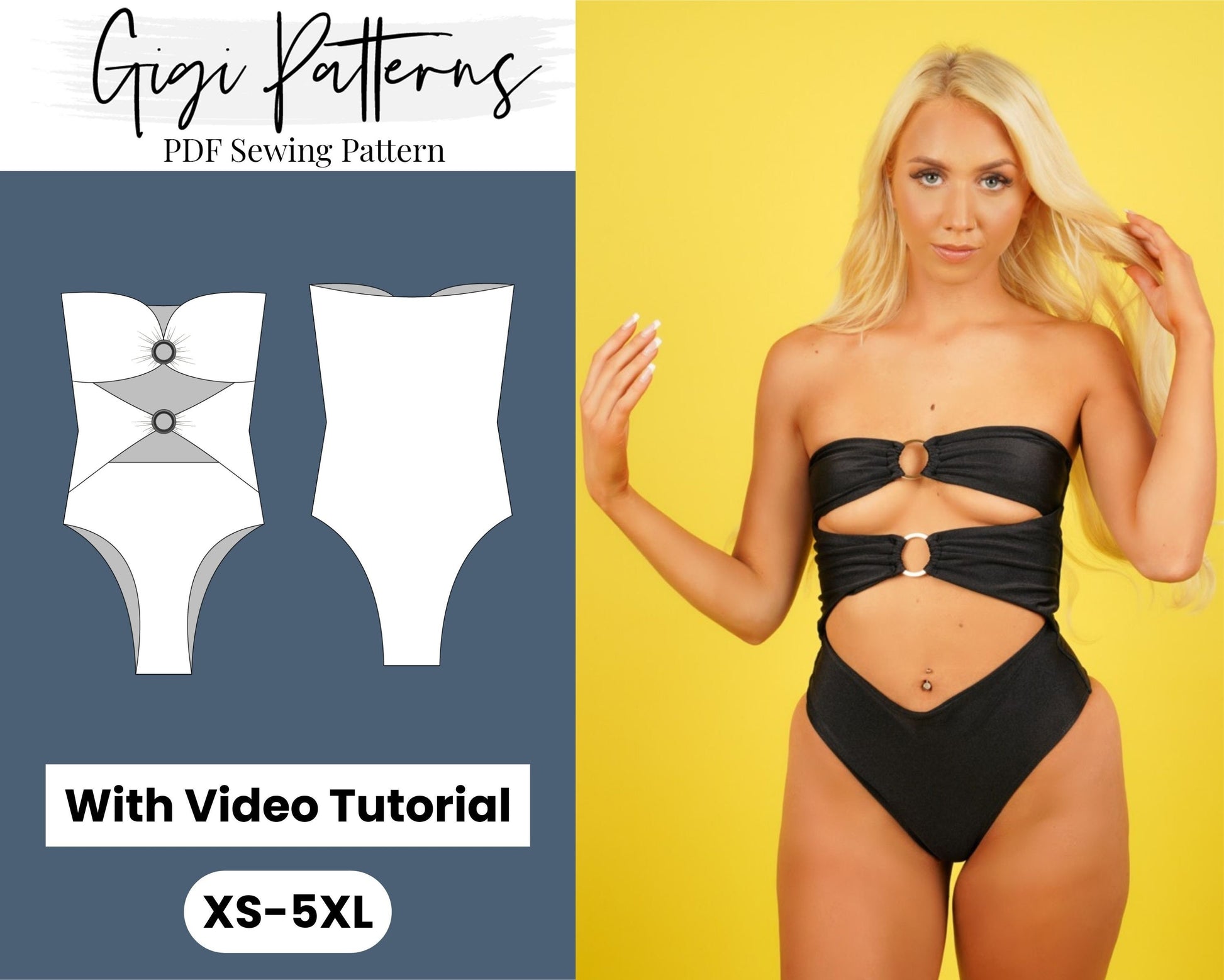 One Piece Swimsuit Pdf, Womens Swimsuit Pdf Pattern, O-Ring Strapless Swimsuit, Swimsuit Sewing Pattern Pdf, Womensewing Pattern, bikini pattern pdf, bikini sewing pattern pdf, swimsuit pdf, swimsuit pattern pdf, swimsuit pattern pdf, gigipatterns